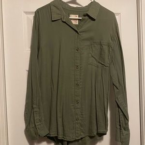 Solid Green Business Casual XXL Button down shirt